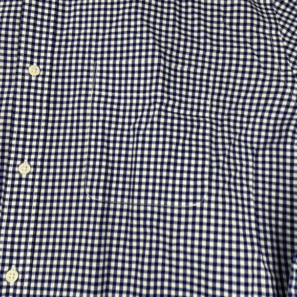 Uniqlo Shirt Large Navy Blue Gingham Check Button Up Long Sleeve Casual Mens - Picture 3 of 10